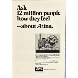 AEtna "Ask 12 million People how they Feel-about AEtna" Vintage Print Ad 1969